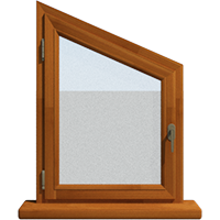 Деревянное окно – трапеция из лиственницы Модель 118 Светлый дуб